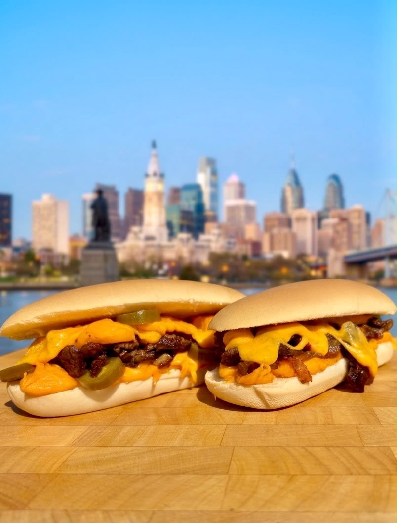 Zwei frisch zubereitete Lekker Satt Sandwiches mit Käse, Fleisch und Jalapeños